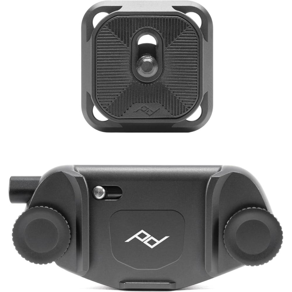 imagePeak Design Capture Camera Clip V3 Silver with Plate Holds DSLR Compact and Point and Shoot Bodies Secure Stable and Accessible Attaches to Straps and Belts Quick Release 200 lb CapacityBlack