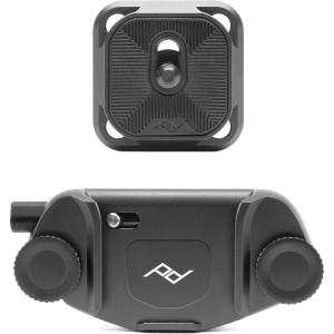 Peak Design Capture Camera Clip V3, Silver with Plate, Holds DSLR, Compact and Point and Shoot Bodies, Secure, Stable and Accessible, Attaches to Straps and Belts, Quick Release, 200 lb Capacity(Black)