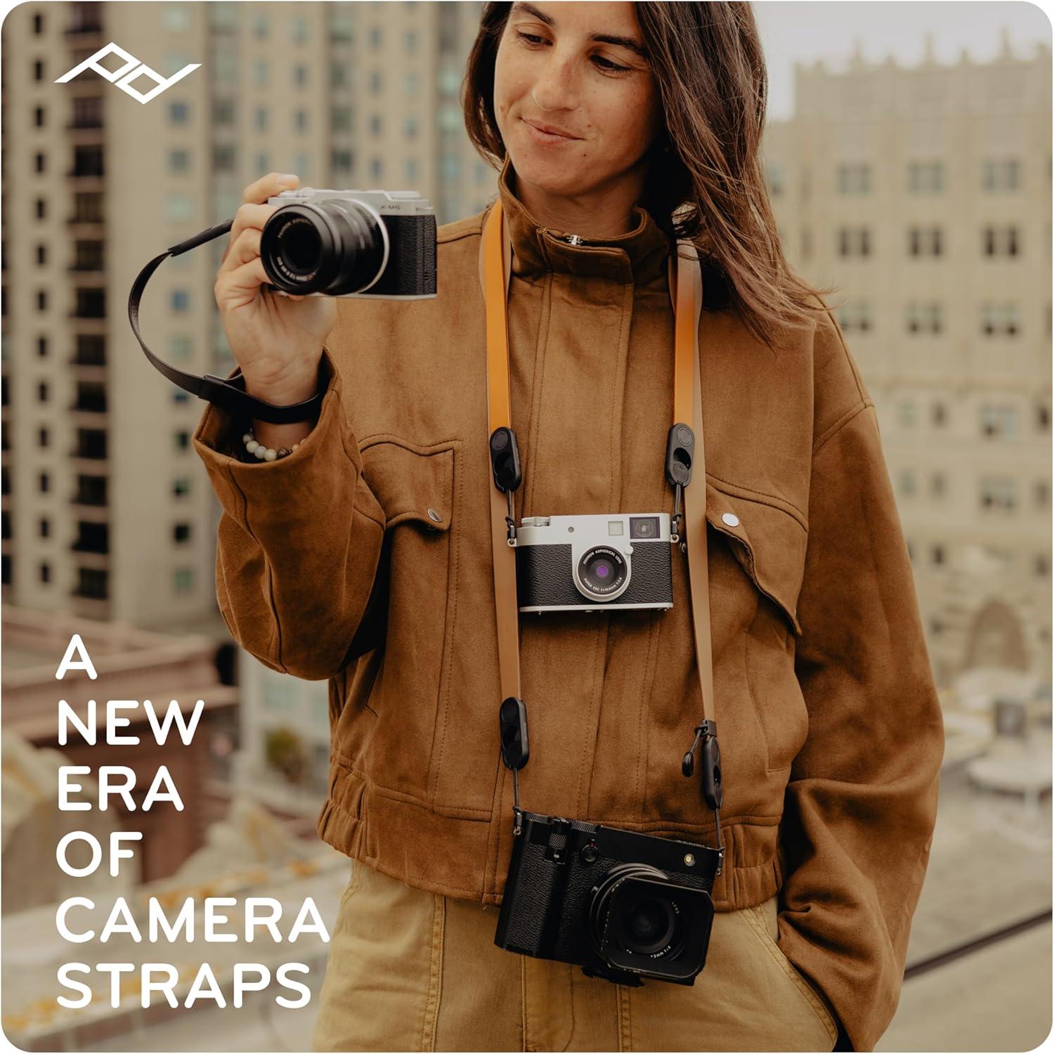 imagePeak Design Leather Camera Strap FullGrain Tan 4665 CrossBody Quick Release 200 lb Capacity for PhotographersAmber