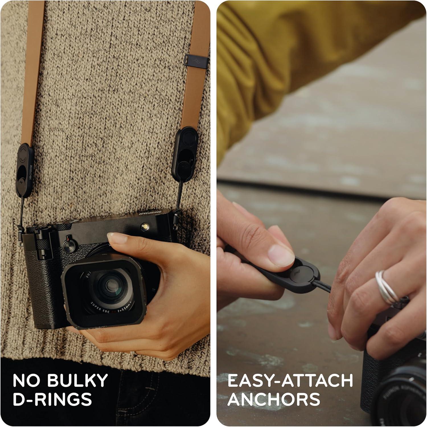 imagePeak Design Leather Camera Strap FullGrain Tan 4665 CrossBody Quick Release 200 lb Capacity for PhotographersBlack