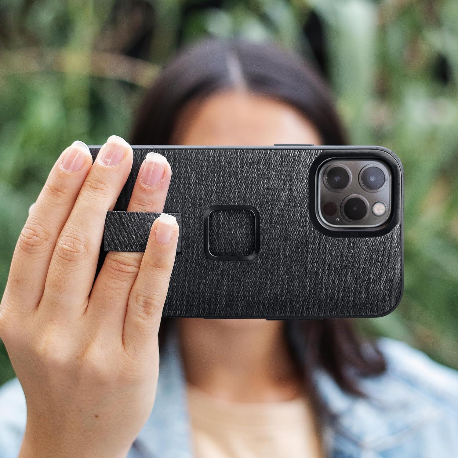 imagePeak Design Mobile Everyday Loop Phone Case for iPhone 14 Plus Charcoal with Loop Slim Profile Drop Protection Weatherproof Fabric Shell SlimLink Connects to Mobile Mounts amp GearCharcoal