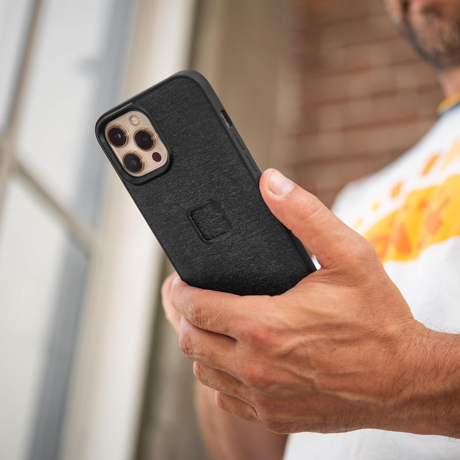 imagePeak Design Mobile Everyday Loop Phone Case for iPhone 14 Plus Charcoal with Loop Slim Profile Drop Protection Weatherproof Fabric Shell SlimLink Connects to Mobile Mounts amp GearCharcoal