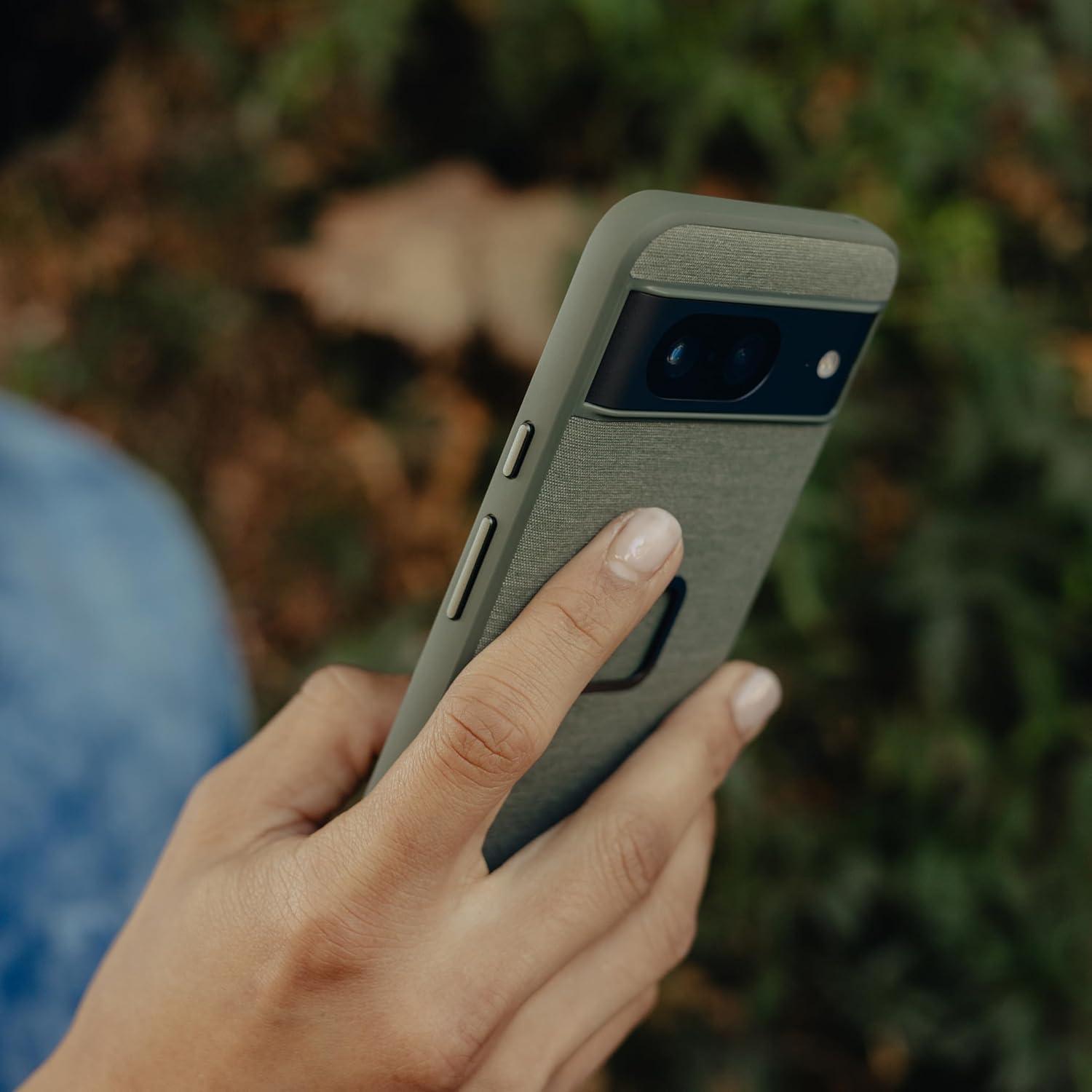 imagePeak Design Mobile Everyday Loop Case for Google Pixel 8 Pro Charcoal with Loop Slim Profile Drop Protection Weatherproof Fabric Shell SlimLink Connects to Mobile Mounts amp Gear GraySage