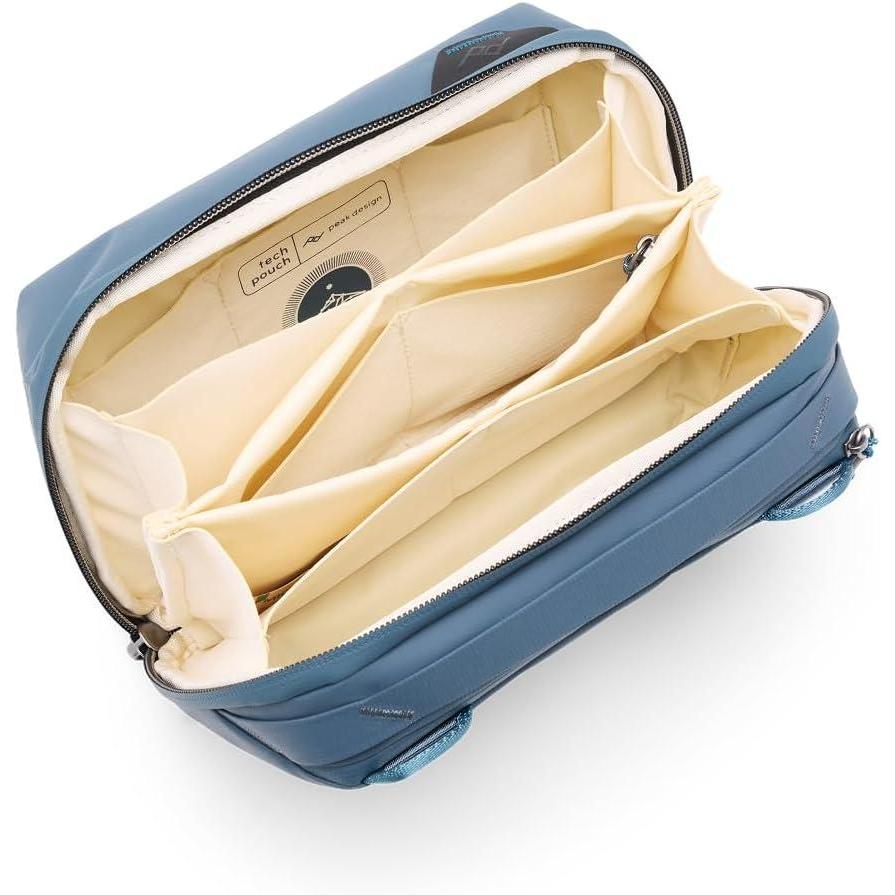 imagePeak Design Tech Pouch Black Electronics Organizer for Travel or Everyday Carry OrigamiStyle Storage Cable PassThrough Weatherproof Recycled Nylon Gear Carry Bag for Men and WomenOcean