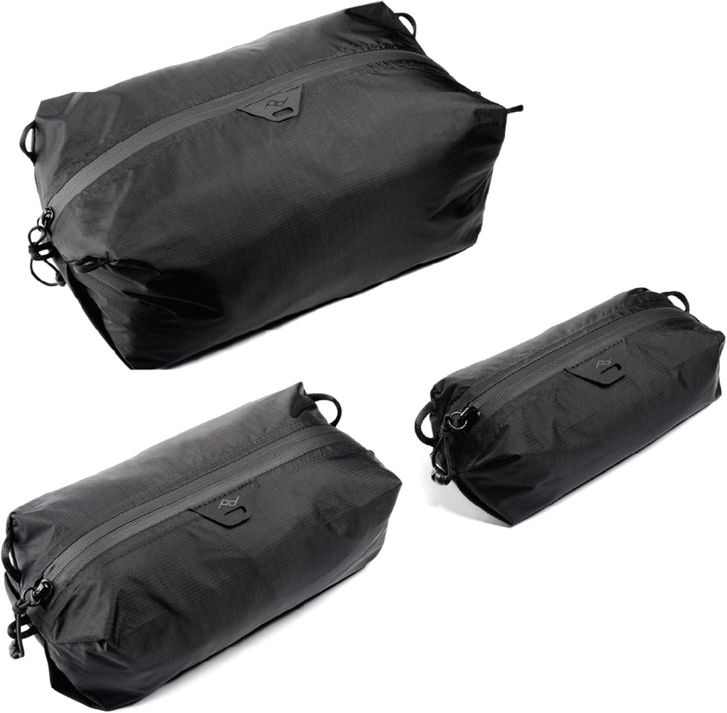 imagePeak Design Ultralight Terra Shell Packing Cube Bundle Black Travel Cubes with Strap Attachment Points and Luggage Pass Through Zipper Opening Travel Organizer for Men and Women Sizes XXS XS S