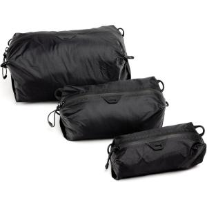 Peak Design Ultralight Terra Shell Packing Cube Bundle, Black, Travel Cubes with Strap Attachment Points and Luggage Pass Through, Zipper Opening, Travel Organizer for Men and Women, Sizes XXS, XS, S