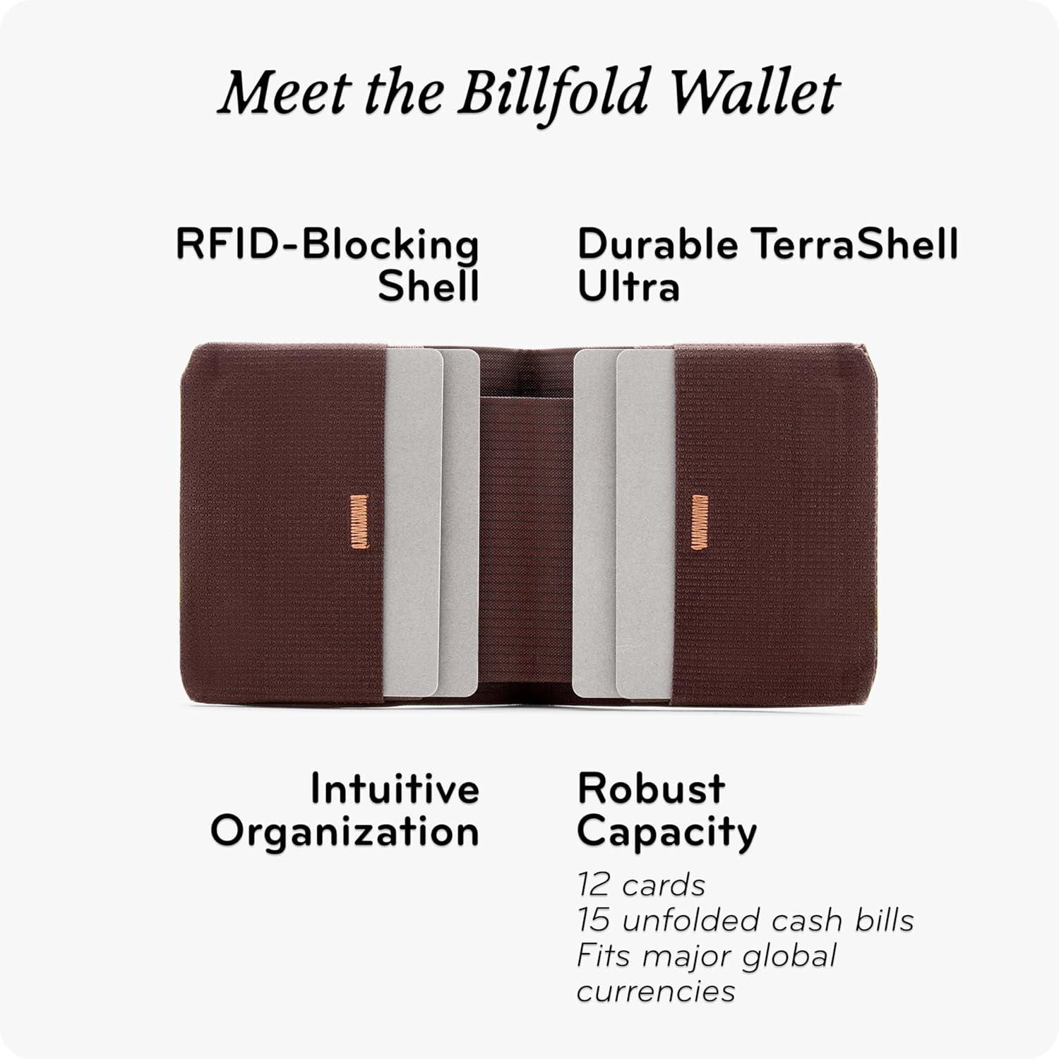 imagePeak Design Everyday Billfold Wallet Kelp UltraSlim Profile Weatherproof TerraShell Fabric RFID Blocking Minimalist Design and Magnetic Closure Holds Up to 12 Cards and CashBlack