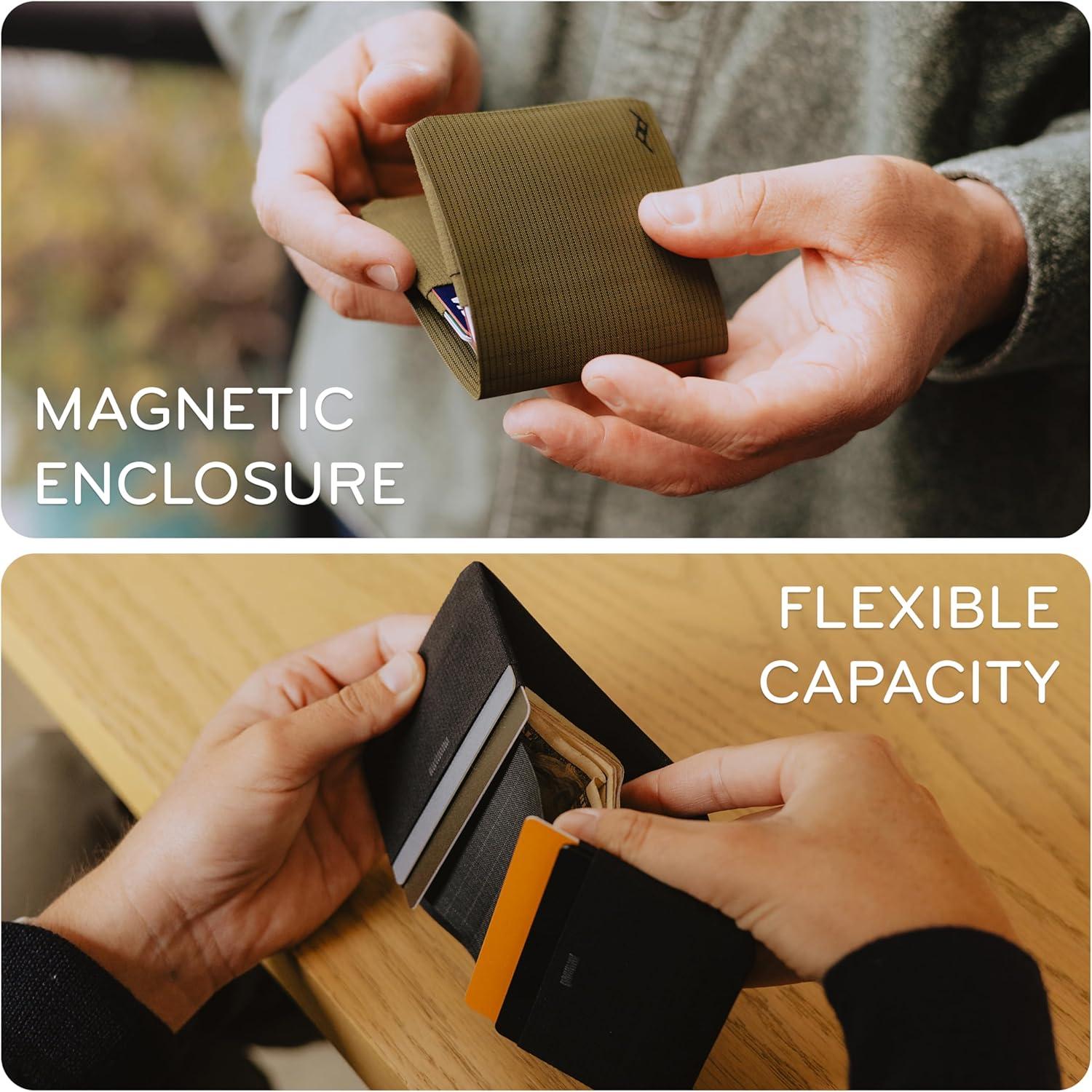imagePeak Design Everyday Billfold Wallet Kelp UltraSlim Profile Weatherproof TerraShell Fabric RFID Blocking Minimalist Design and Magnetic Closure Holds Up to 12 Cards and CashKelp