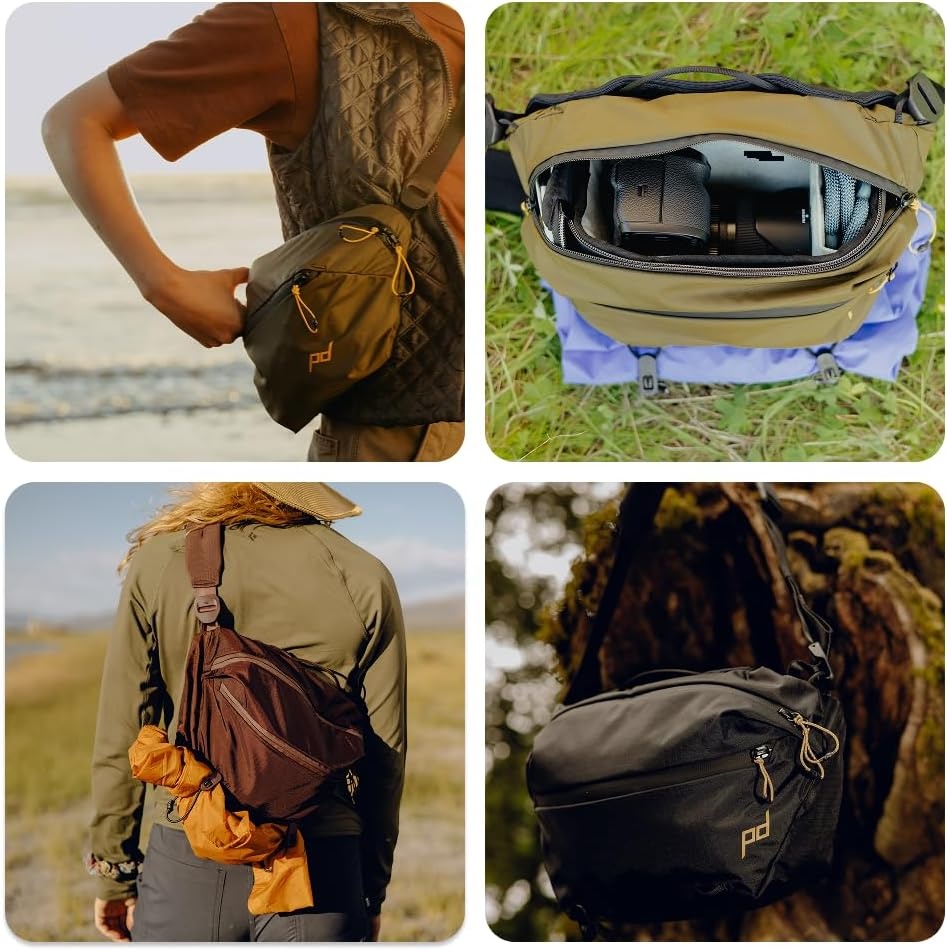 imagePeak Design Outdoor Sling 7L Kelp Padded Adjustable Shoulder Strap for Crossbody or Waist Carry 10 Pockets Ideal for Carrying Cameras and Essentials Versatile Sling Bag for Men and WomenKelp