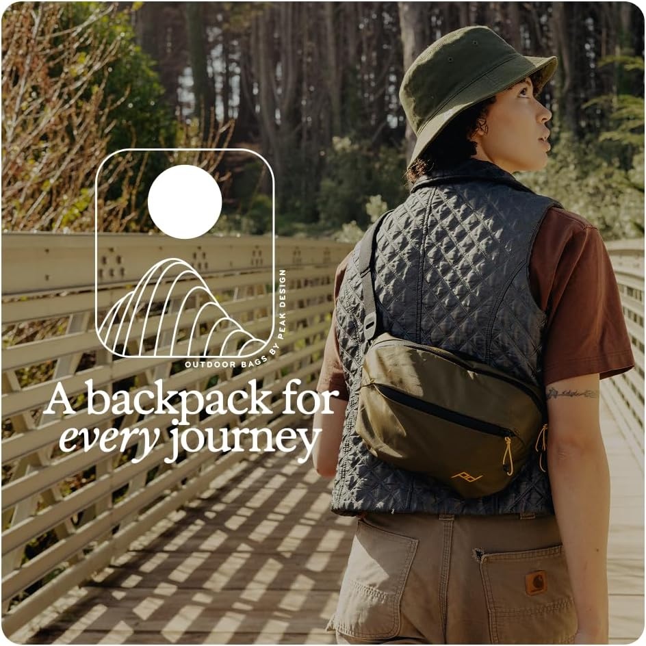 imagePeak Design Outdoor Sling 7L Kelp Padded Adjustable Shoulder Strap for Crossbody or Waist Carry 10 Pockets Ideal for Carrying Cameras and Essentials Versatile Sling Bag for Men and WomenBlack