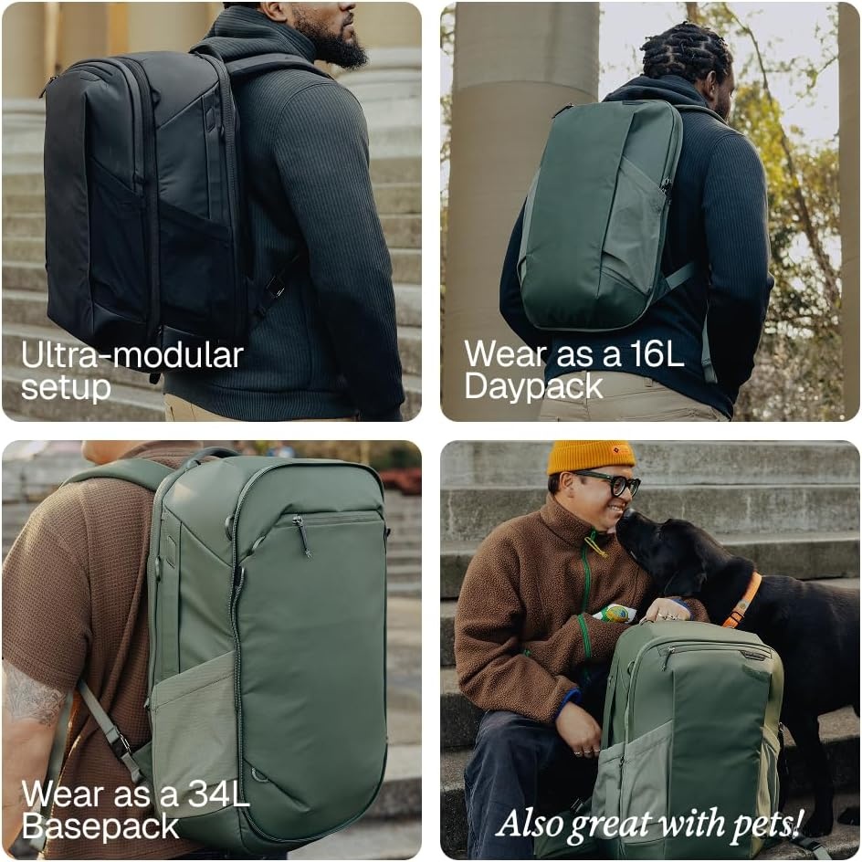 image:imagePeak Design Travel Backpack 2in1 40L Black Modular Travel Backpack System Detachable Daypack Laptop and Tablet Storage Weatherproof Design Adjustable Fit for Carry On and Everyday Traveling