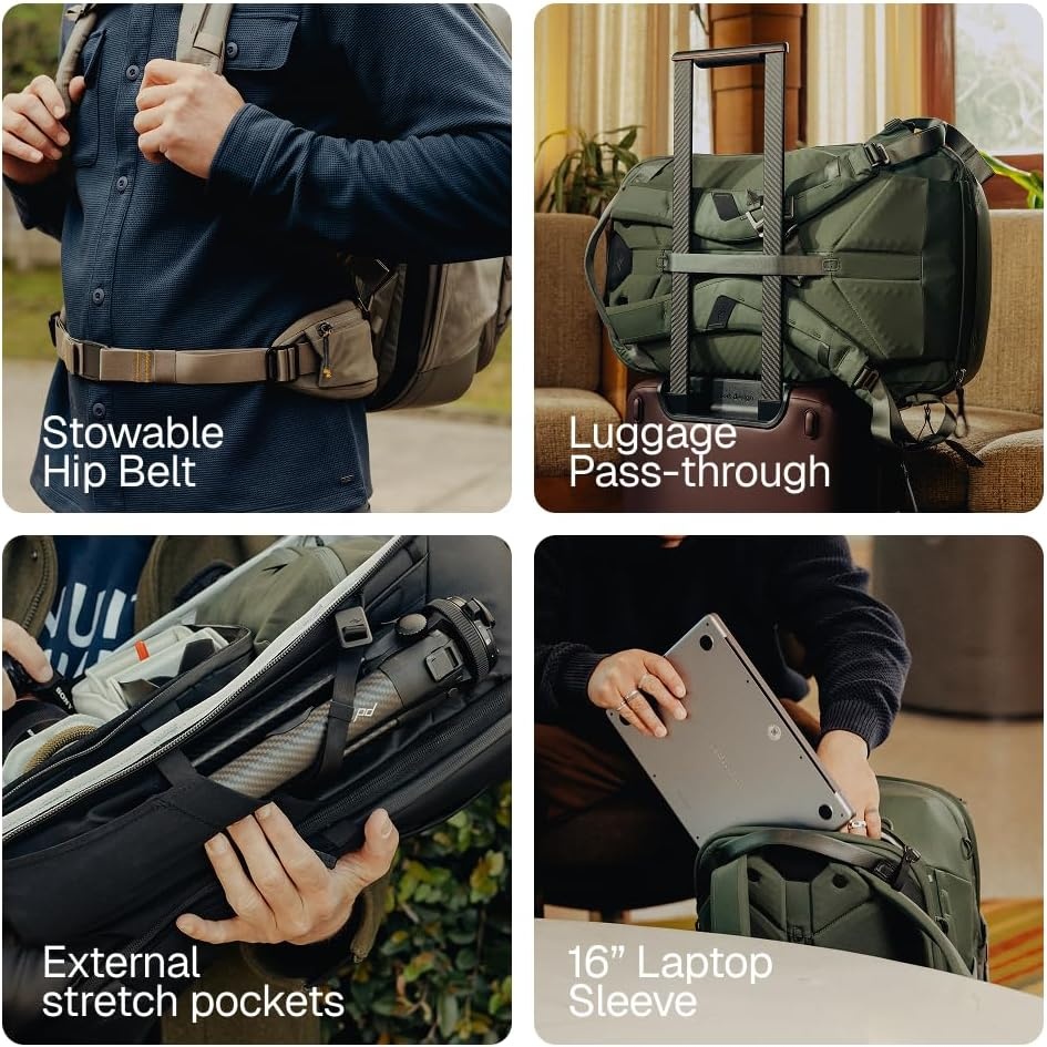 image:imagePeak Design Travel Backpack 2in1 40L Black Modular Travel Backpack System Detachable Daypack Laptop and Tablet Storage Weatherproof Design Adjustable Fit for Carry On and Everyday Traveling