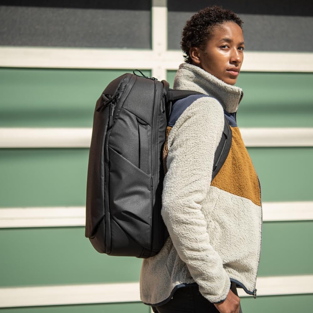 image:imagePeak Design Travel Backpack 30L Black Expandable 2733L Design Rear and Top Access Weatherproof Shell Laptop Sleeve Ideal for Travel or Everyday Carry Versatile Backpack for Men and WomenBlack