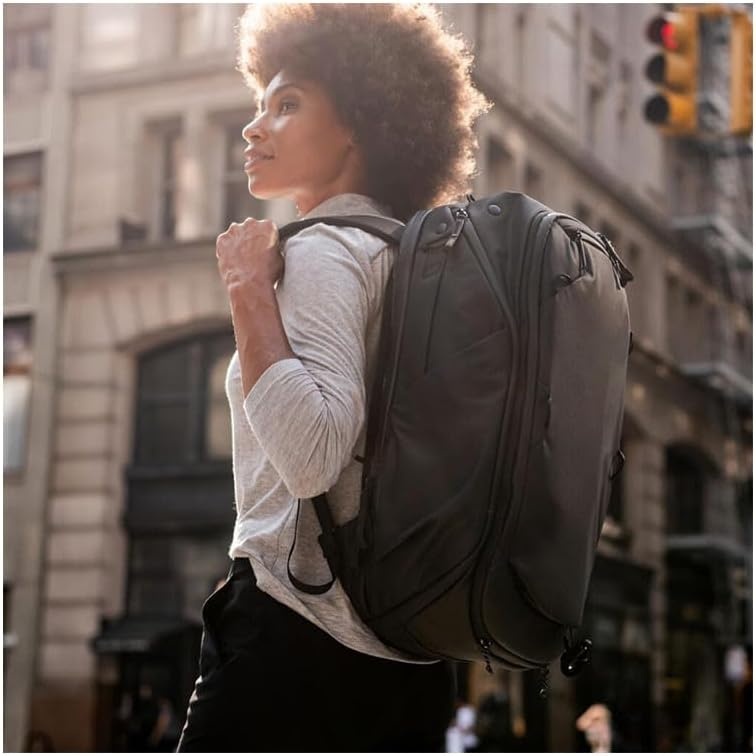 image:imagePeak Design Travel Backpack 30L Black Expandable 2733L Design Rear and Top Access Weatherproof Shell Laptop Sleeve Ideal for Travel or Everyday Carry Versatile Backpack for Men and WomenBlack