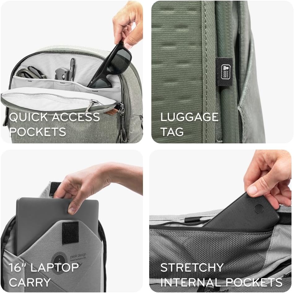 image:imagePeak Design Travel Backpack 30L Black Expandable 2733L Design Rear and Top Access Weatherproof Shell Laptop Sleeve Ideal for Travel or Everyday Carry Versatile Backpack for Men and WomenBlack